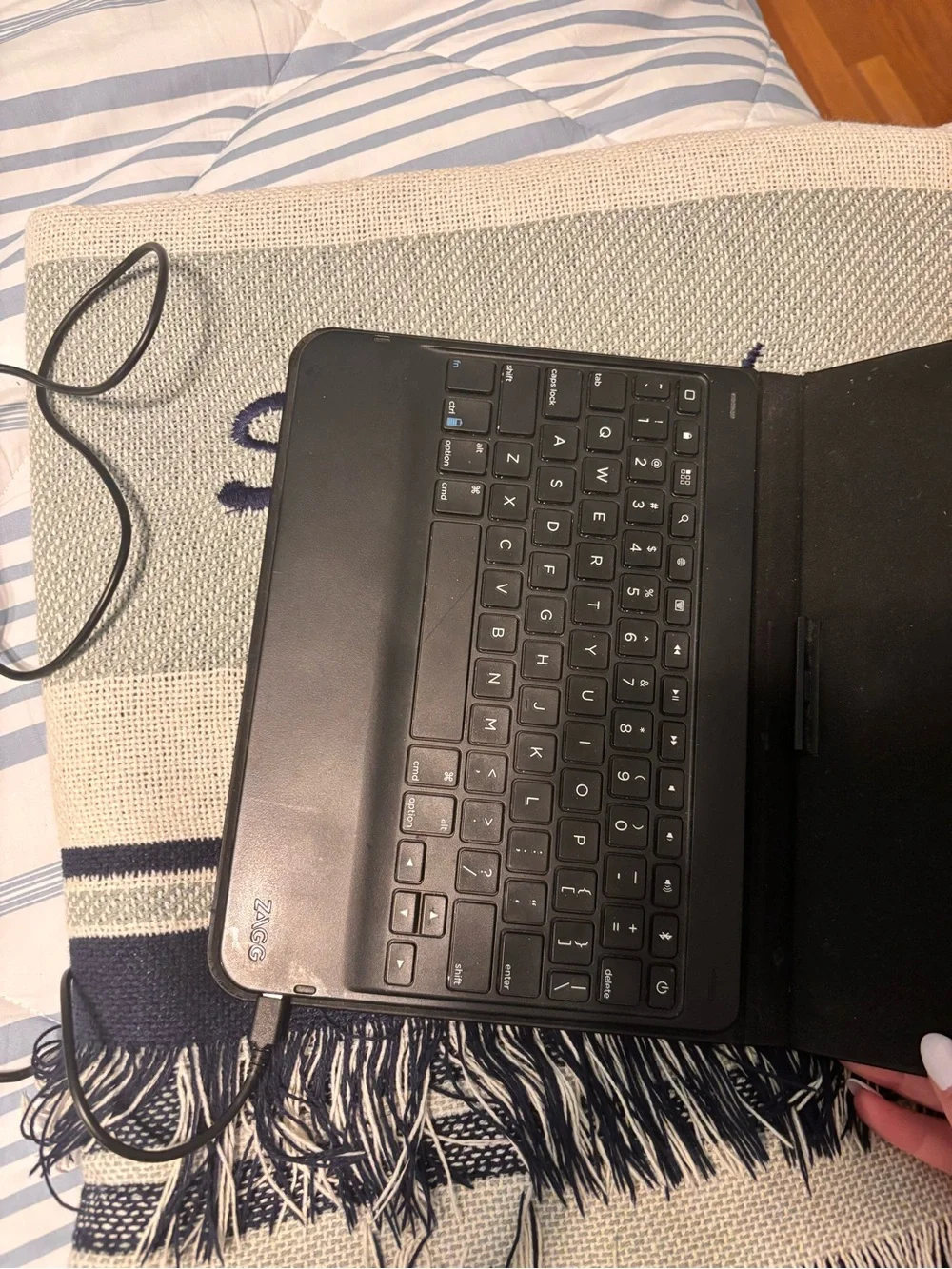 Black ipad Case with Charging Cable